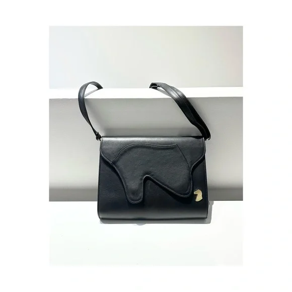 DESORI Leather Shoulder Bag with Sculpted Flap - Picture 1 of 8